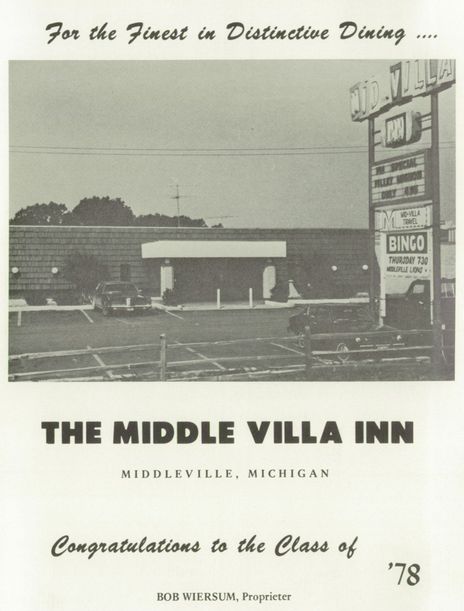 Middle Villa Inn and Bowling Alley - 1978 Yearbook Ad